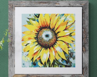 Sunflower Cross Stitch Pattern: Full Coverage Floral Design (PDF Download)