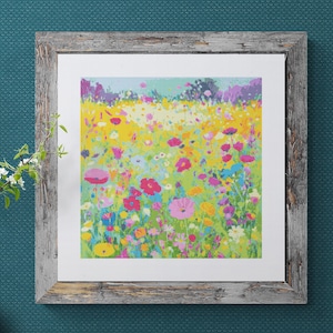 Floral Meadow Cross Stitch Pattern pdf instant download colourful flower meadow counted cross stitch pattern full coverage 200 x200 stitches