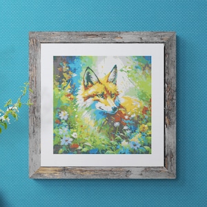 Fox and Flowers Cross Stitch Pattern: Floral Animal Design (PDF Download)