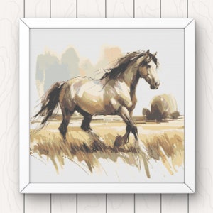 Pferd Kreuzstich Anleitung pdf sofort-download Aquarell Pferdekopf Kreuzstich Vorlage Tier