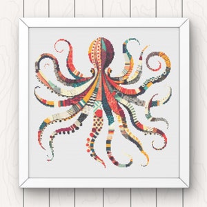 Octopus Cross Stitch Pattern pdf instant download sea creature counted cross stitch pattern 200 x200 stitches