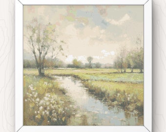 Kruissteekpatroon schilderachtig platteland: middagwandeling (pdf-download)