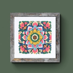 Flower Mandala Cross Stitch Pattern: Colorful Floral Design (PDF Download)