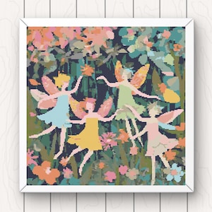 Dancing Fairies Cross Stitch Pattern: Whimsical PDF (Digital Download)