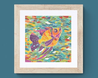 Mosaic Fish Cross Stitch Pattern: Colorful Sea Animal Art (PDF Digital Download)