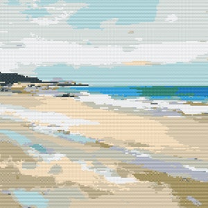 Beach Cross Stitch Pattern: Seaside Full Coverage (PDF Digital Download)