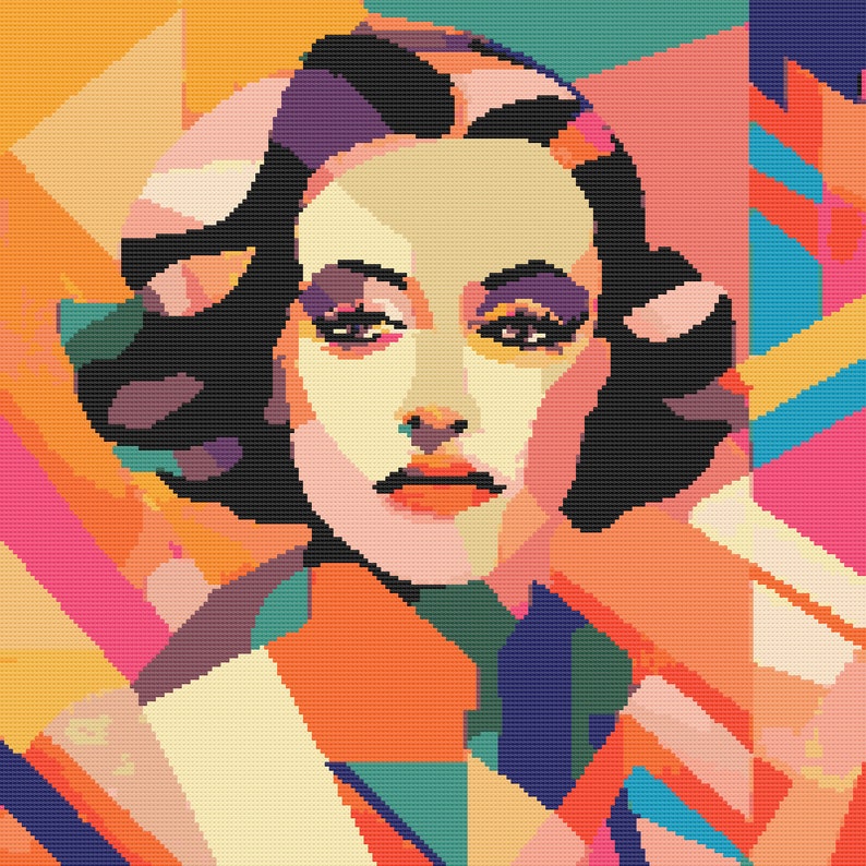 Abstract Cross Stitch Pattern Portrait Pdf Instant Download Elegant ...