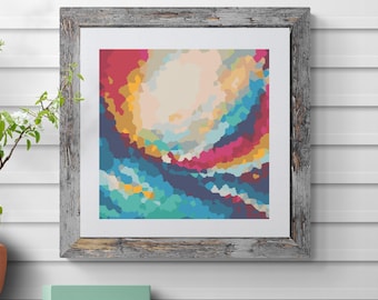 Geometric Cross Stitch Pattern: Abstract Art, Full Coverage (PDF Download)