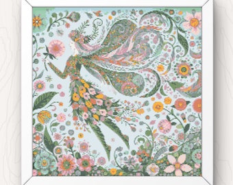 Flower Fairy Cross Stitch Pattern: Whimsical Floral Design (PDF Download)