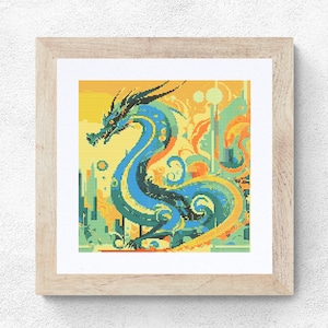 Dragon Cross Stitch Pattern pdf instant download fantasy counted cross stitch pattern full coverage 200 x200 stitches