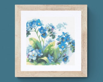 忘れな草 植物クロスステッチ 縫製 モダン刺繍パターン インスタント