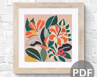 Retro Lily Cross Stitch Pattern: Modern Floral Design (PDF Pattern)