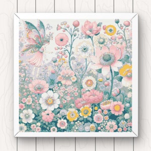 Flower Fairy Cross Stitch Pattern: Whimsical Floral Design (PDF Download)
