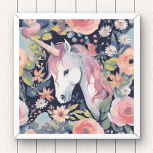 Unicorn Cross Stitch Pattern fantasy modern pdf instant download mythical creature counted cross stitch chart digital full coverage