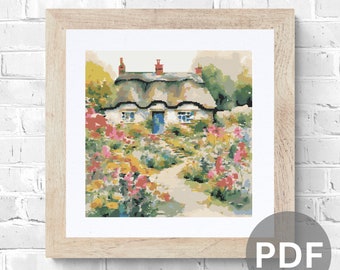 Cottage Garden Cross Stitch Pattern: Thatched House (PDF Pattern)