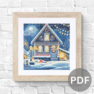 Christmas Cottage Cross Stitch Pattern: Cottagecore House (PDF Pattern)