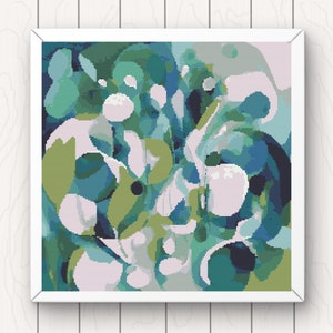 Abstract Art Cross Stitch Pattern: Blue & Green (PDF Download)