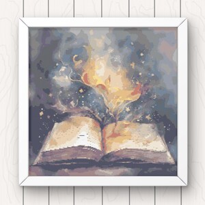 Magic Book Cross Stitch Pattern anime pdf instant download witchy mystical spells counted cross stitch pattern 200 x 200 stitches