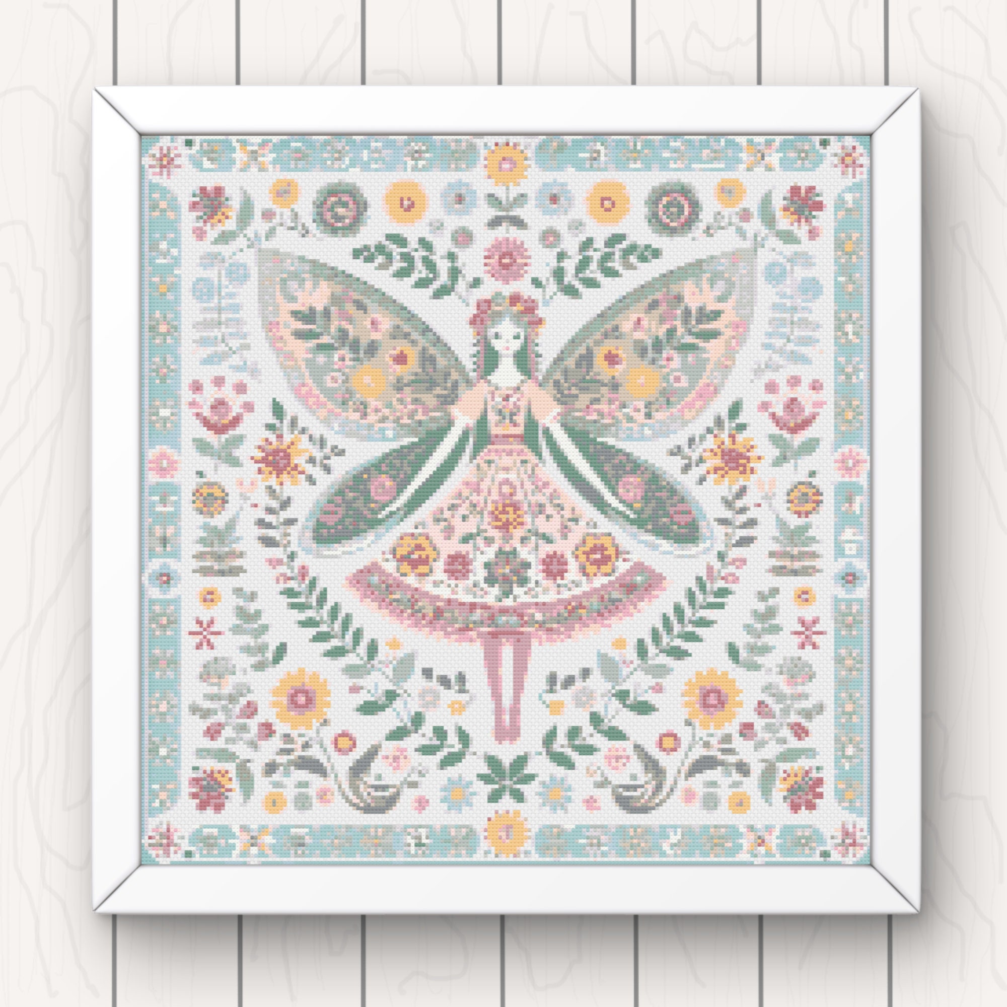 Flower Fairy Cross Stitch Pattern: Whimsical Floral Design (PDF Download)