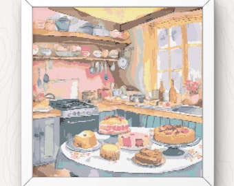 Farmhouse Kitchen Cakes Cross Stitch Pattern: Cottage Baking (PDF Digital Download)
