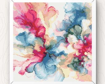 Abstract Cross Stitch Pattern: Colorful Flowing Design (PDF Download)