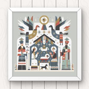 Nativity Cross Stitch Pattern: Christmas Religious Embroidery (PDF Download)