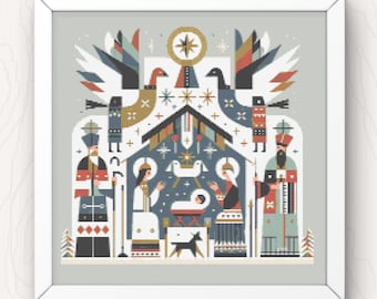 Nativity Cross Stitch Pattern: Christmas Religious Embroidery (PDF Download)