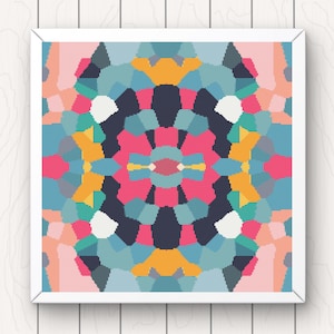 Geometric Floral Cross Stitch Pattern: Abstract Tile Design (PDF Download)