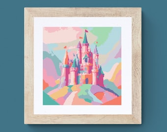 Colorful Fairytale Castle Cross Stitch Pattern (PDF Download)