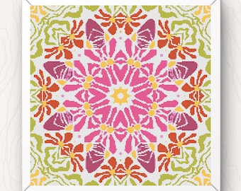 Retro Floral Cross Stitch Pattern: Abstract Flower Design (PDF Pattern)