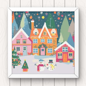 Christmas Village Cross Stitch Pattern: Cottagecore Houses (PDF Pattern)