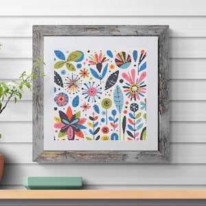 Bloemen kruissteekpatroon retro pdf instant download abstracte bloemen geteld kruissteekpatroon volledige dekking