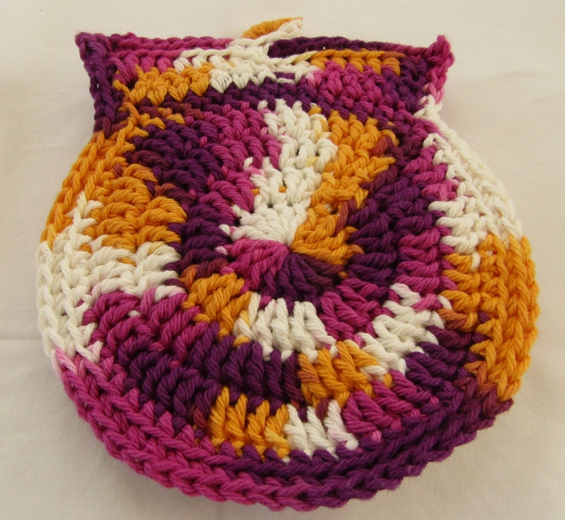 Crocheted Cute Owl Pot Holder Burgundy Yellow 100 Cotton Etsy