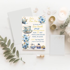 Tea Party Invitation, Tea Party Invites, Bridal Shower Tea Party Invitation, Tea Party Bridal Shower, Bridal Shower Invitation Template