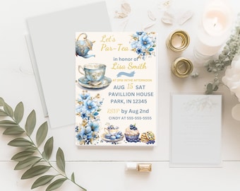 Tea Party Invitation, Tea Party Invites, Bridal Shower Tea Party Invitation, Tea Party Bridal Shower, Bridal Shower Invitation Template