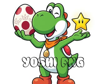 Yoshi PNG High Resolution 4000x4000 | Transparent Yoshi Clipart | Digital File for Sublimation T-Shirts and Mugs
