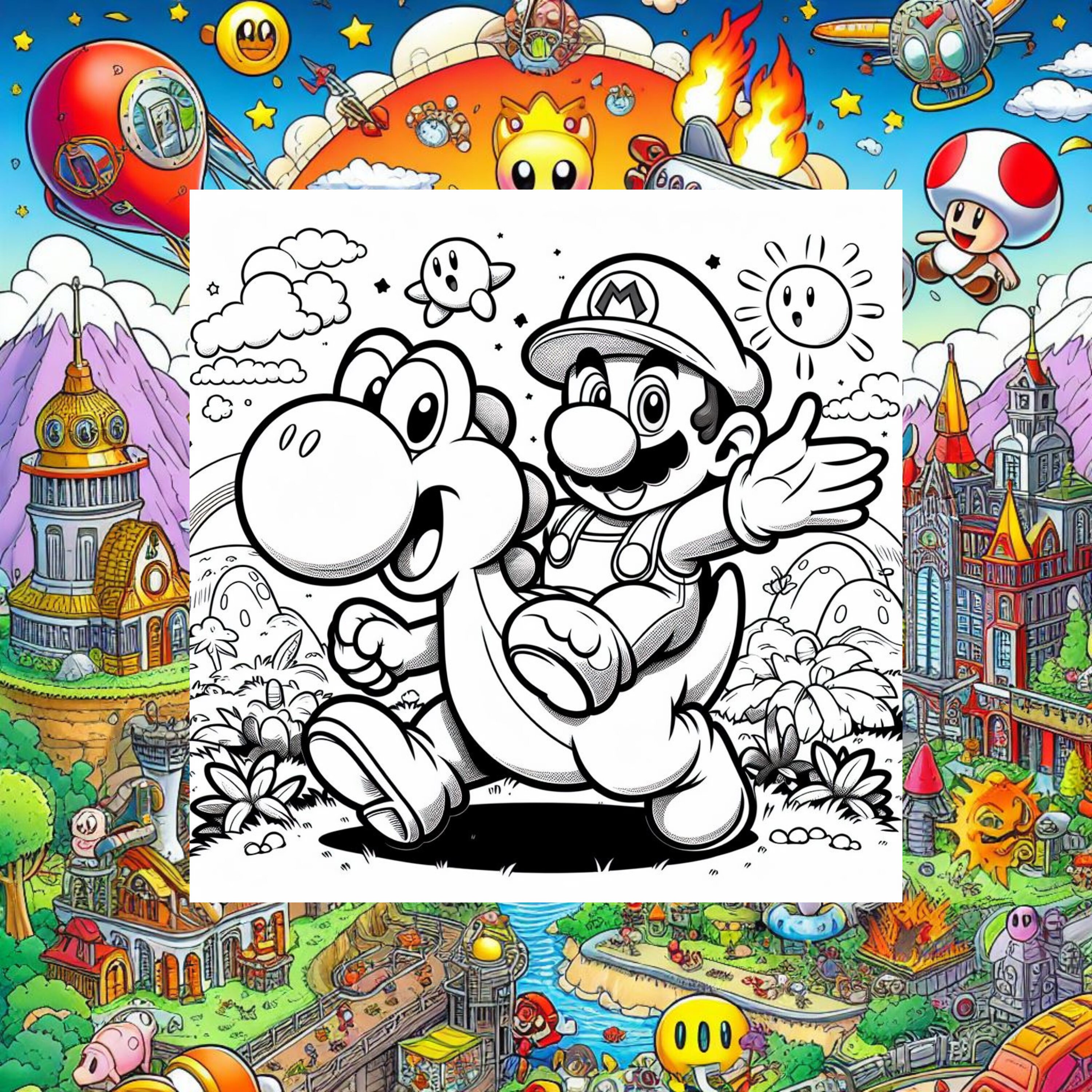 14 Mario Coloring Pages - Etsy, image size:3000x3000