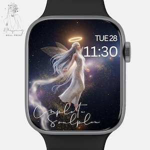 Quadrante Angel#1 – Ali e alone dorati glitterati, estetica femminile di lusso per Apple Watch, ali bianche glitterate, estetica Aura rosa, aspetto spirituale