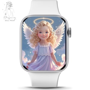 Quadrante Angel#6 – Ali e alone dorati glitterati, estetica femminile di lusso per Apple Watch, ali bianche glitterate, estetica Aura rosa, aspetto spirituale