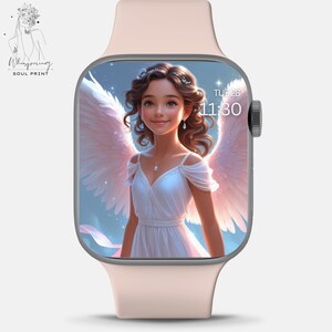Quadrante Angel#10 – Ali e alone dorati glitterati, estetica femminile di lusso per Apple Watch, ali bianche glitterate, estetica Aura rosa, aspetto spirituale