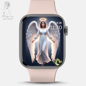 Quadrante Angel#3 – Ali e alone dorati glitterati, estetica femminile di lusso per Apple Watch, ali bianche glitterate, estetica Aura rosa, aspetto spirituale