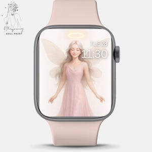 Quadrante Angel#5 – Ali e alone dorati glitterati, estetica femminile di lusso per Apple Watch, ali bianche glitterate, estetica Aura rosa, aspetto spirituale