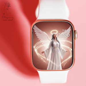 Quadrante Angel#7 – Ali e alone dorati glitterati, estetica femminile di lusso per Apple Watch, ali bianche glitterate, estetica Aura rosa, aspetto spirituale