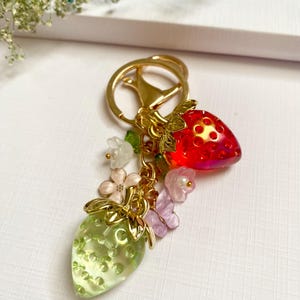 Strawberry Bag, Charm Keychain, Summer Gift Idea, Gift for her, Bag Charm for Purse Luxury, Charm Bag Custom, Purse Chain Accessory,
