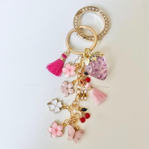 Strawberry Bag, Charm Keychain, Summer Gift Idea, Gift for her, Bag Charm for Purse Luxury, Charm Bag Custom, Purse Chain Accessory,