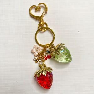 Strawberry Bag, Charm Keychain, Summer Gift Idea, Gift for her, Bag Charm for Purse Luxury, Charm Bag Custom, Purse Chain Accessory,