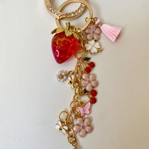 Strawberry Bag, Charm Keychain, Summer Gift Idea, Gift for her, Bag Charm for Purse Luxury, Charm Bag Custom, Purse Chain Accessory,