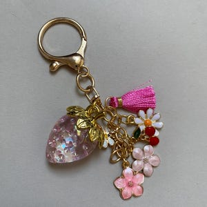 Strawberry Bag, Charm Keychain, Summer Gift Idea, Gift for her, Bag Charm for Purse Luxury, Charm Bag Custom, Purse Chain Accessory,