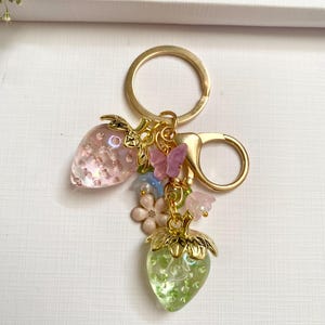 Strawberry Bag, Charm Keychain, Summer Gift Idea, Gift for her, Bag Charm for Purse Luxury, Charm Bag Custom, Purse Chain Accessory,
