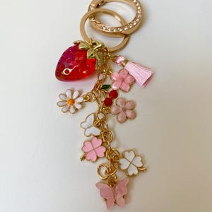 Strawberry Bag, Charm Keychain, Summer Gift Idea, Gift for her, Bag Charm for Purse Luxury, Charm Bag Custom, Purse Chain Accessory,